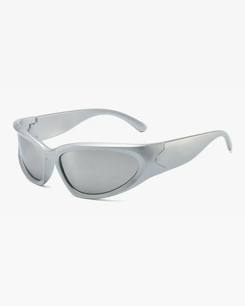 Silver Y2K Sunglasses - Retro 90s Grunge, Y2K Party, Club, and Summer Outfits Accessory