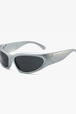 Silver Y2K Sunglasses - Retro 90s Grunge, Y2K Party, Club, and Summer Outfits Accessory