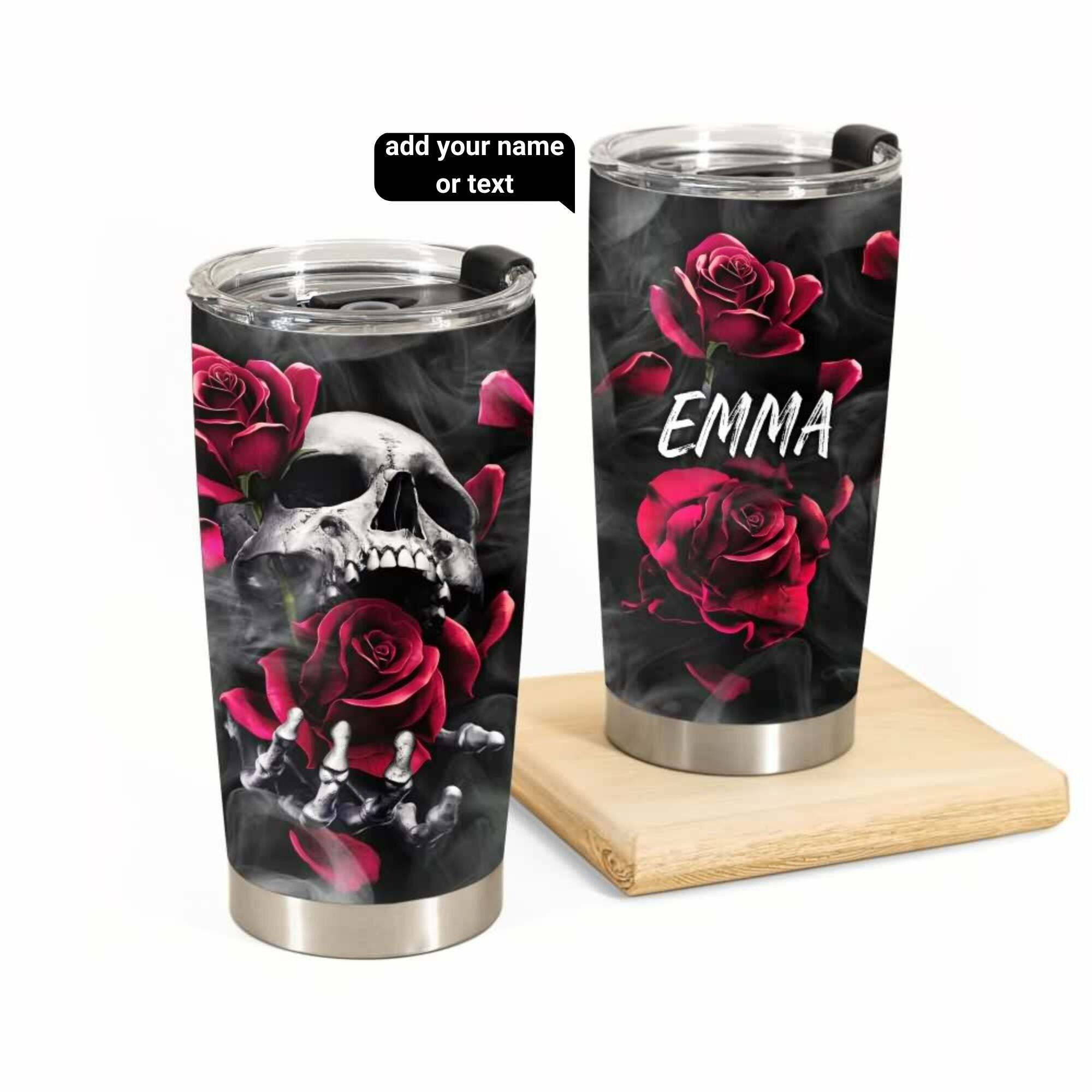 Skull Rose Custom 20oz Tumblers - Perfect for Y2K, 90s Grunge, Retro, and Pastel Goth Outfits