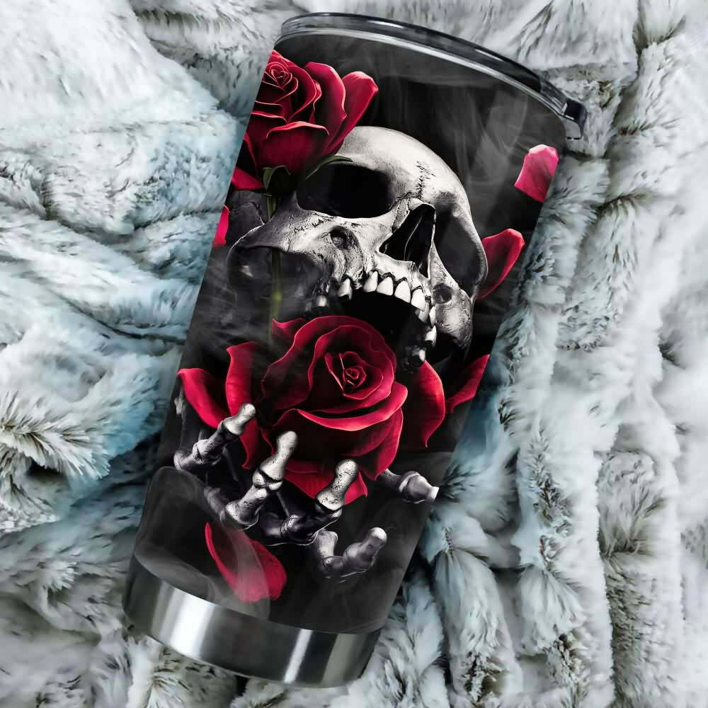 Skull Rose Custom 20oz Tumblers - Perfect for Y2K, 90s Grunge, Retro, and Pastel Goth Outfits