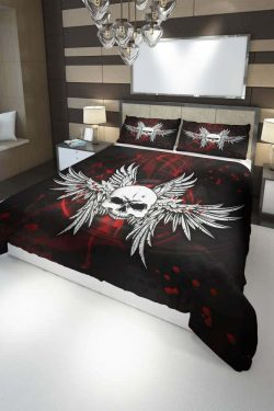 Skull Wing Duvet Cover Set - Y2K Grunge & 90s Retro Style for Gothic Y2K Summer Outfits