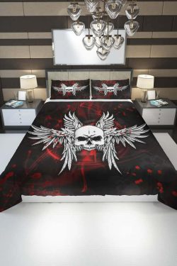 Skull Wing Duvet Cover Set - Y2K Grunge & 90s Retro Style for Gothic Y2K Summer Outfits