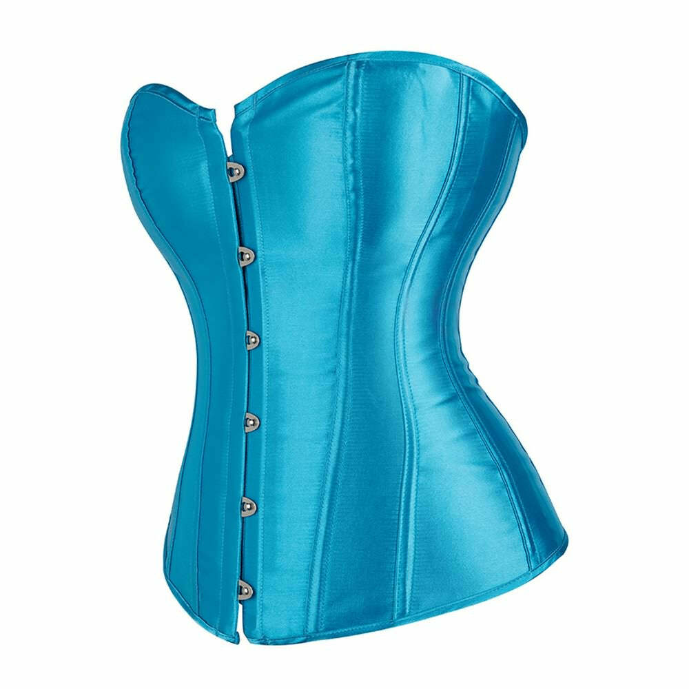 Sky Blue Gothic Y2K Overbust Corset - Retro 90s Grunge Summer Party Outfit