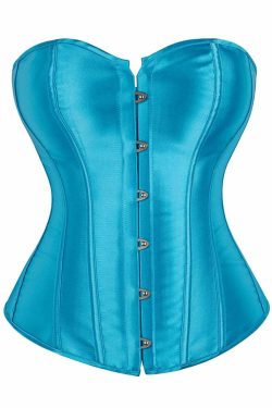 Sky Blue Gothic Y2K Overbust Corset - Retro 90s Grunge Summer Party Outfit