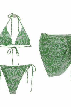 Slvia Three Piece Bikini Set - Y2K Summer Grunge, 90s Retro, Pastel Goth, Y2K Party Outfit