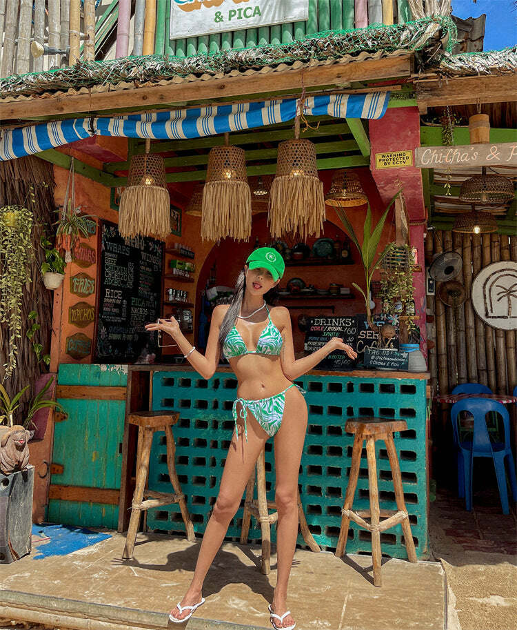 Slvia Three Piece Bikini Set - Y2K Summer Grunge, 90s Retro, Pastel Goth, Y2K Party Outfit
