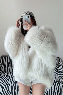 Soft Girl Y2K Faux Fur Jacket - Retro 90s Grunge, Pastel Goth, Summer Y2K Outfits
