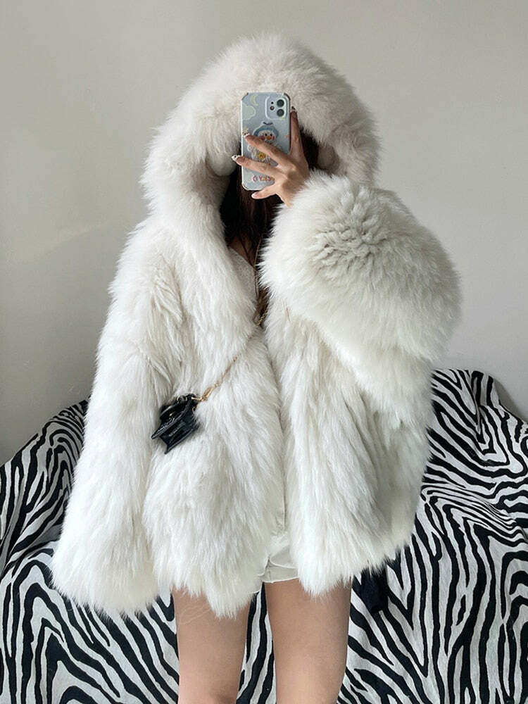 Soft Girl Y2K Faux Fur Jacket - Retro 90s Grunge, Pastel Goth, Summer Y2K Outfits