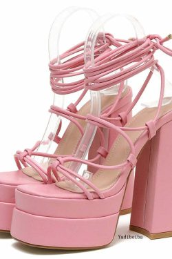 Soft Girl Y2K Platform Sandals - Retro 90s Grunge, Pastel Goth, Summer Y2K Outfits