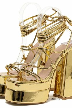 Soft Girl Y2K Platform Sandals - Retro 90s Grunge, Pastel Goth, Summer Y2K Outfits