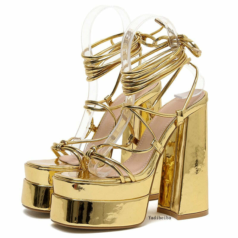 Soft Girl Y2K Platform Sandals - Retro 90s Grunge, Pastel Goth, Summer Y2K Outfits