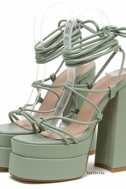 Soft Girl Y2K Platform Sandals - Retro 90s Grunge, Pastel Goth, Summer Y2K Outfits