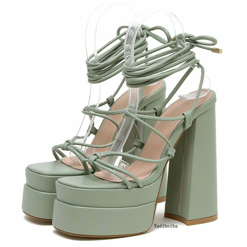 Soft Girl Y2K Platform Sandals - Retro 90s Grunge, Pastel Goth, Summer Y2K Outfits