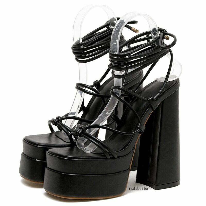 Soft Girl Y2K Platform Sandals - Retro 90s Grunge, Pastel Goth, Summer Y2K Outfits