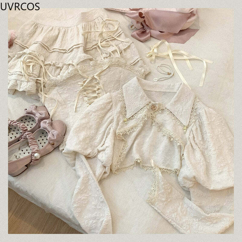 Soft Pink Sweet Lolita Skirt Set - Y2K Summer, 90s Grunge, Retro Pastel Goth, Y2K Party Outfit