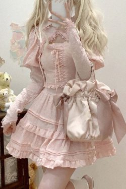 Soft Pink Sweet Lolita Skirt Set - Y2K Summer, 90s Grunge, Retro Pastel Goth, Y2K Party Outfit