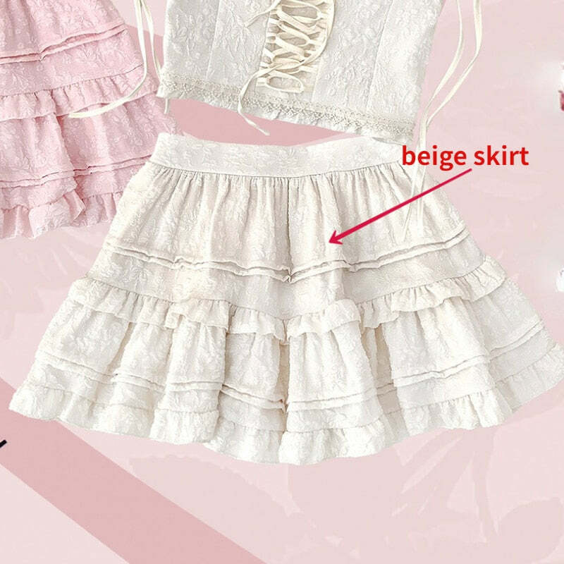 Soft Pink Sweet Lolita Skirt Set - Y2K Summer, 90s Grunge, Retro Pastel Goth, Y2K Party Outfit