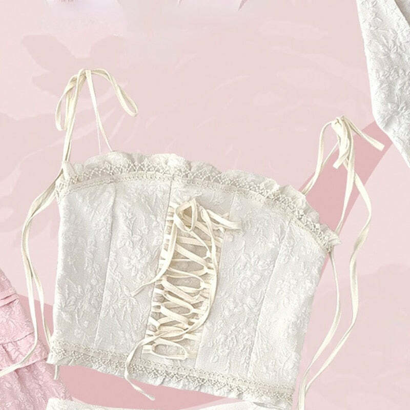 Soft Pink Sweet Lolita Skirt Set - Y2K Summer, 90s Grunge, Retro Pastel Goth, Y2K Party Outfit