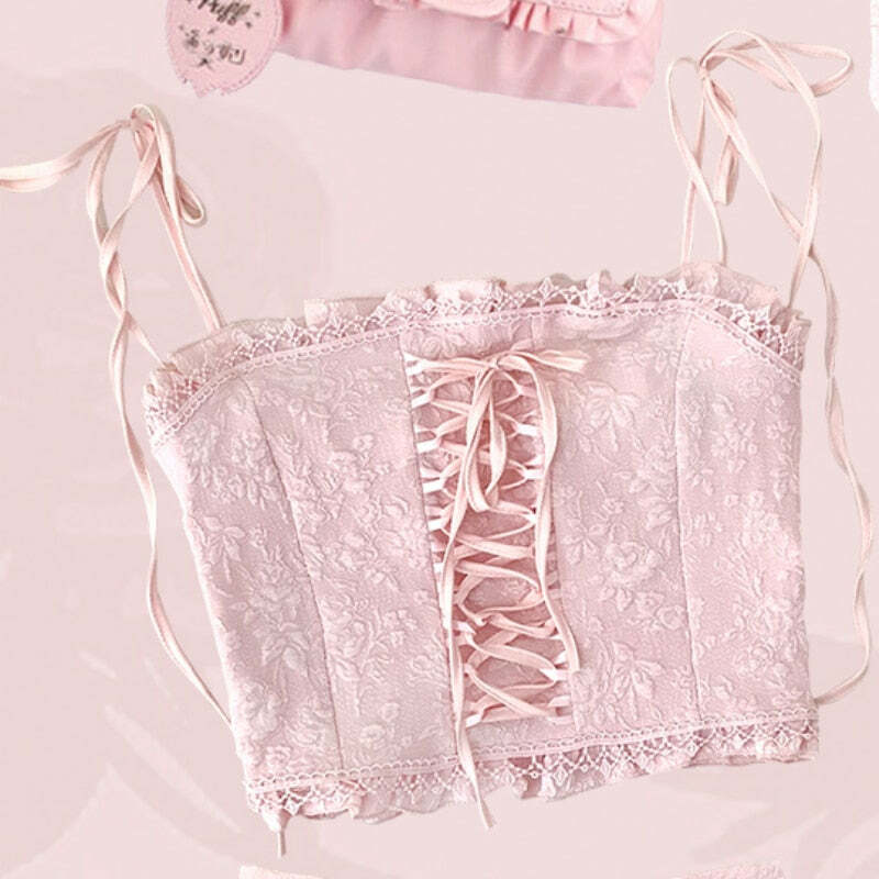 Soft Pink Sweet Lolita Skirt Set - Y2K Summer, 90s Grunge, Retro Pastel Goth, Y2K Party Outfit