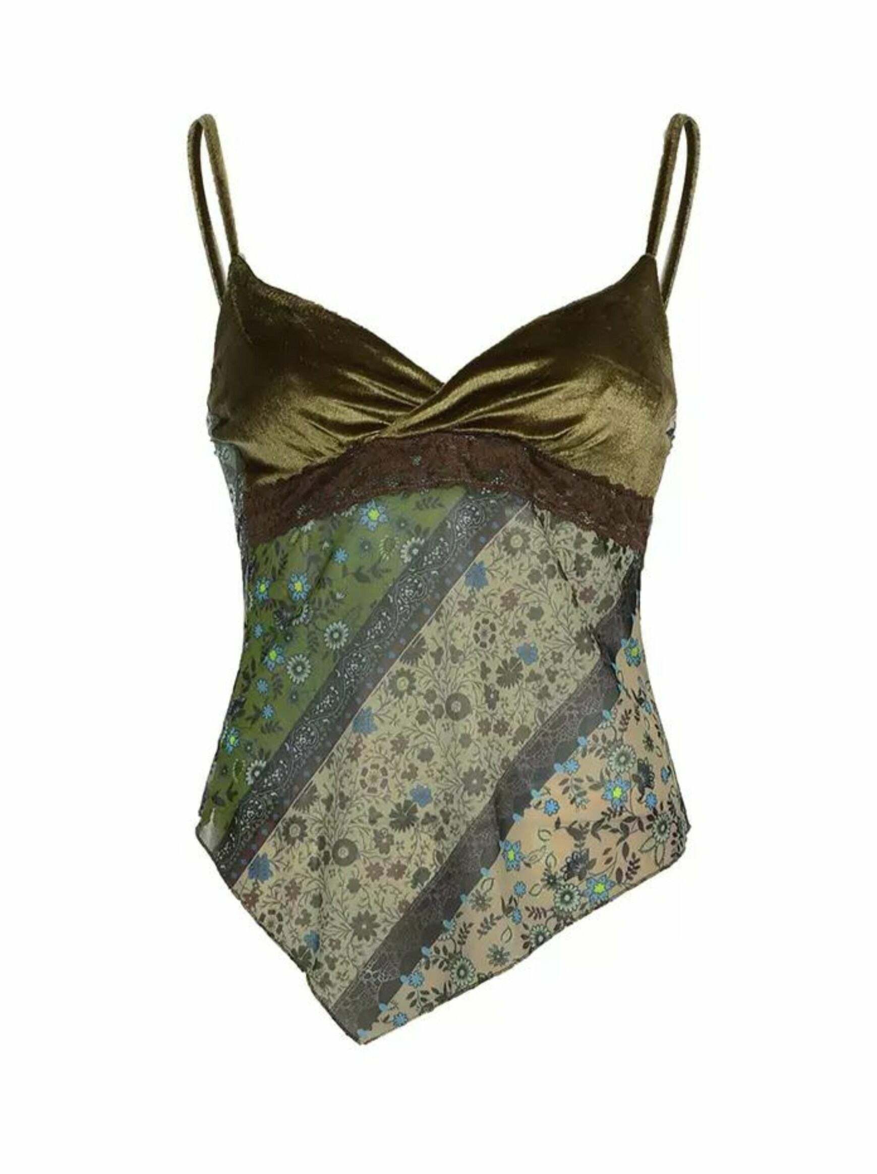 Soraya Patchwork Top - Y2K Summer Grunge, 90s Retro, Pastel Goth, Y2K Club & Party Outfits
