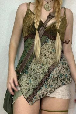 Soraya Patchwork Top - Y2K Summer Grunge, 90s Retro, Pastel Goth, Y2K Club & Party Outfits