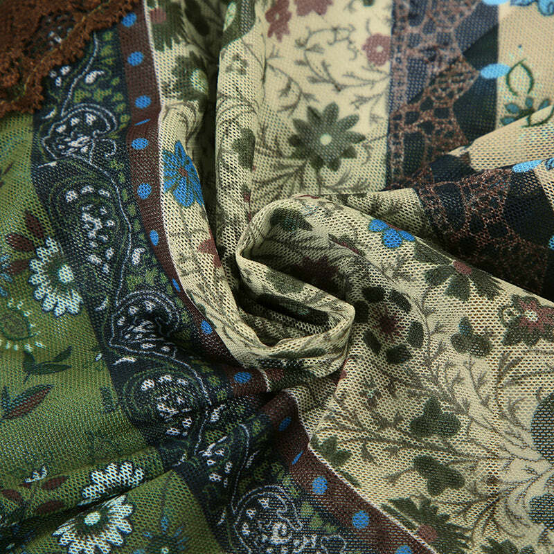 Soraya Patchwork Top - Y2K Summer Grunge, 90s Retro, Pastel Goth, Y2K Club & Party Outfits