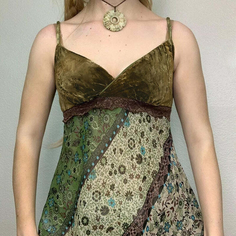 Soraya Patchwork Top - Y2K Summer Grunge, 90s Retro, Pastel Goth, Y2K Club & Party Outfits