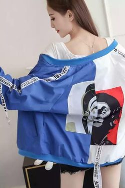 Sourpuff Y2K Korean-Style Windbreaker Jacket - 90s Grunge, Retro Summer, Pastel Goth Fashion