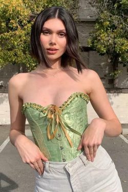 Spark Green Corset Top ? Y2K Summer Grunge Outfit | 90s Fashion | Retro Y2K Party Look