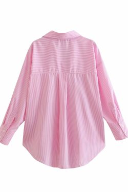 Stacy Striped Loose Shirt - Y2K Summer Grunge, 90s Retro, Pastel Goth, Y2K Club & Party Out