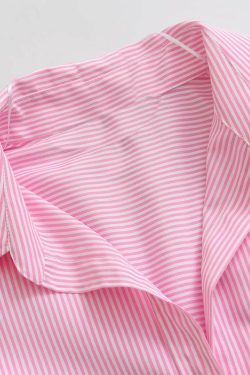 Stacy Striped Loose Shirt - Y2K Summer Grunge, 90s Retro, Pastel Goth, Y2K Club & Party Out