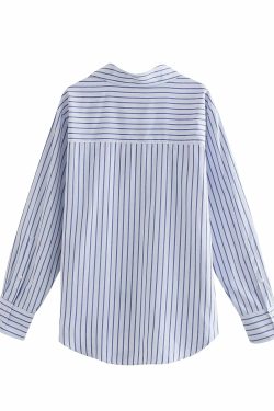 Stacy Striped Loose Shirt - Y2K Summer Grunge, 90s Retro, Pastel Goth, Y2K Club & Party Out