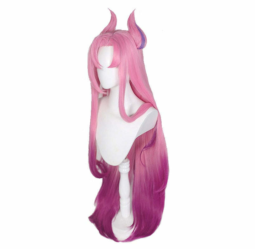 Star Guardian Kaisa Cosplay Wig - 100cm Pink Hair, Y2K Grunge, 90s Retro, Pastel Goth Style