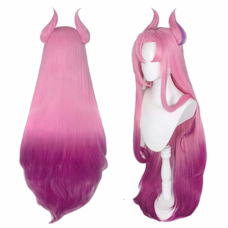 Star Guardian Kaisa Cosplay Wig - 100cm Pink Hair, Y2K Grunge, 90s Retro, Pastel Goth Style