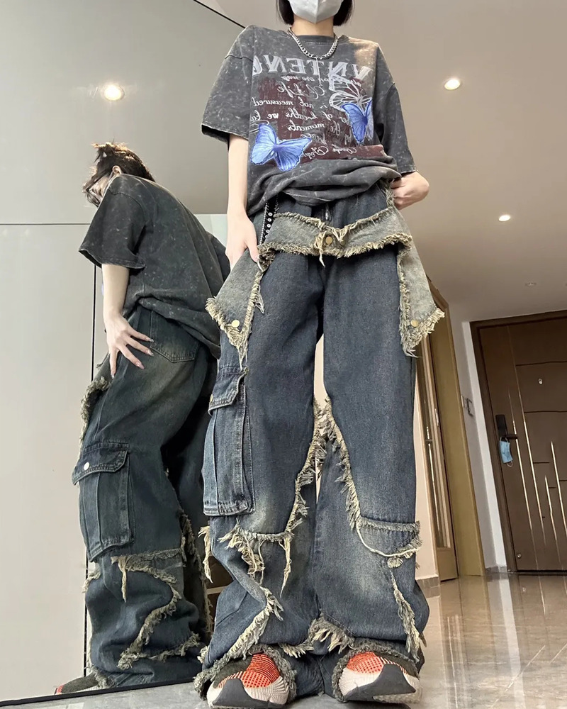 Star Jeans Y2K: Retro 90s Grunge Summer Outfit - Perfect for Y2K Parties, Clubbing, and Beach Days