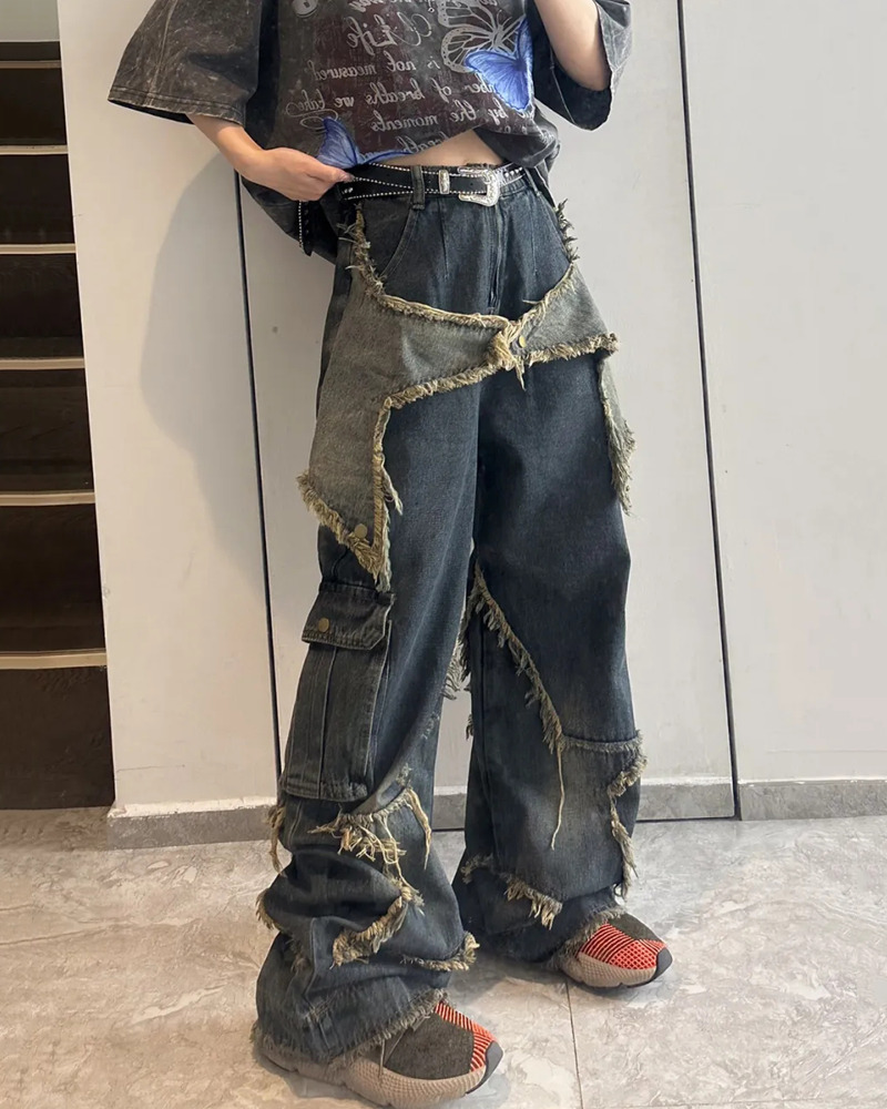 Star Jeans Y2K: Retro 90s Grunge Summer Outfit - Perfect for Y2K Parties, Clubbing, and Beach Days