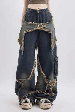 Star Jeans Y2K: Retro 90s Grunge Summer Outfit - Perfect for Y2K Parties, Clubbing, and Beach Days