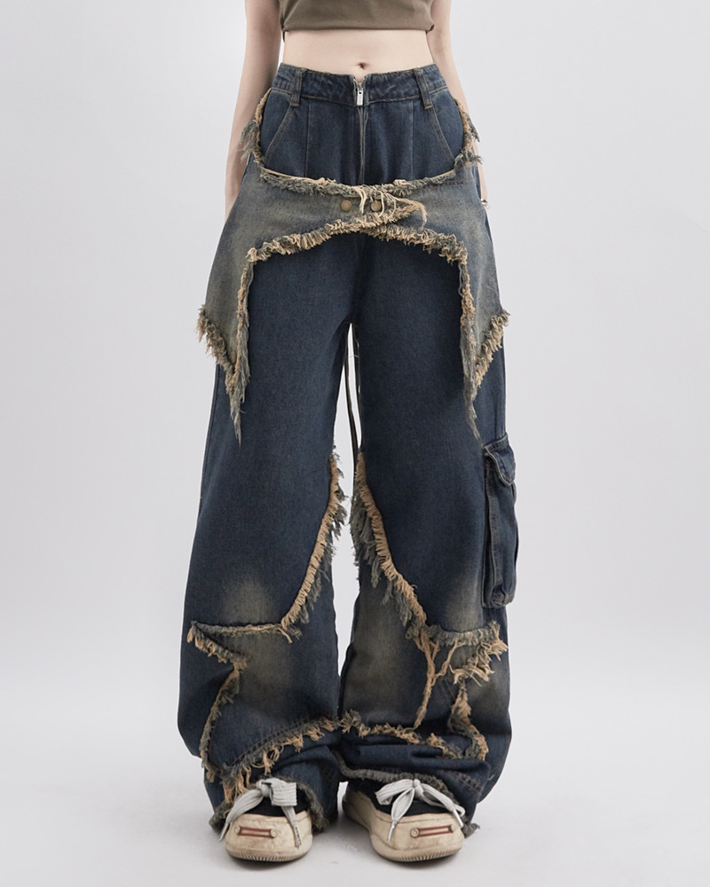 Star Jeans Y2K: Retro 90s Grunge Summer Outfit - Perfect for Y2K Parties, Clubbing, and Beach Days
