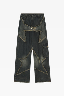 Star Jeans Y2K: Retro 90s Grunge Summer Outfit - Perfect for Y2K Parties, Clubbing, and Beach Days