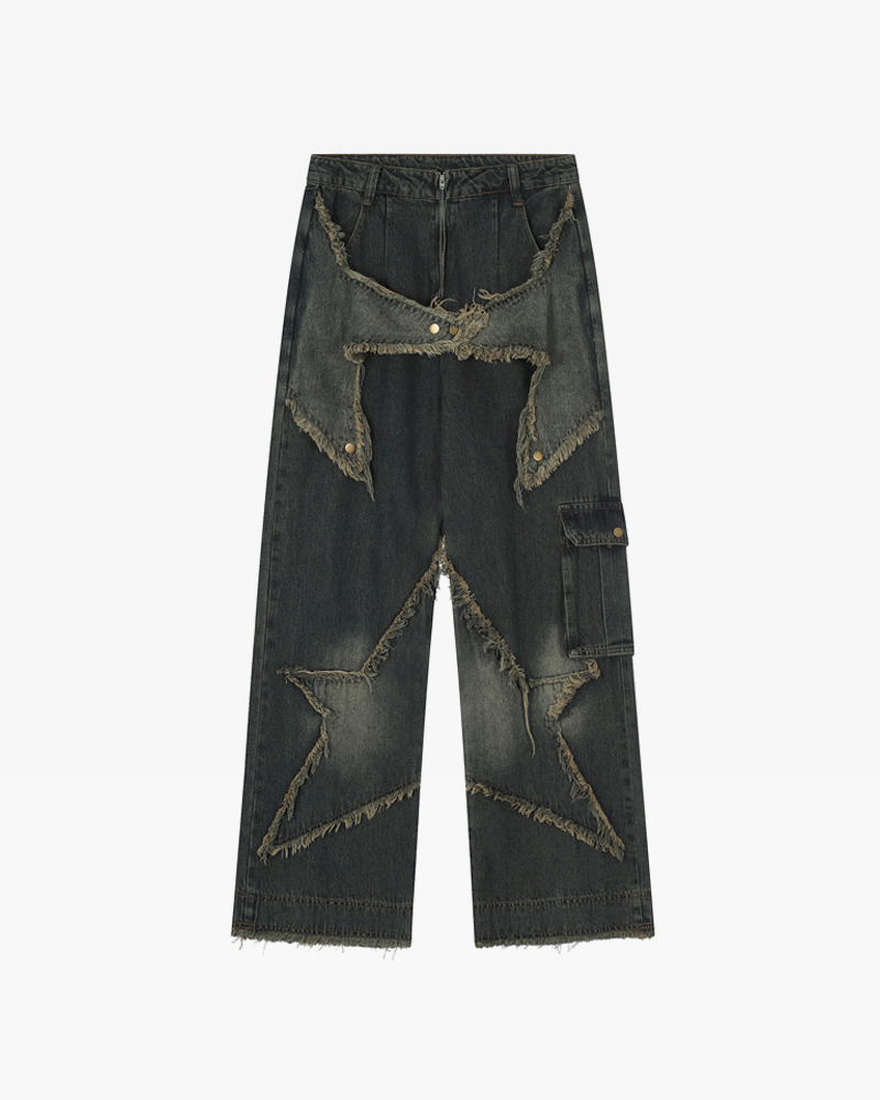Star Jeans Y2K: Retro 90s Grunge Summer Outfit - Perfect for Y2K Parties, Clubbing, and Beach Days