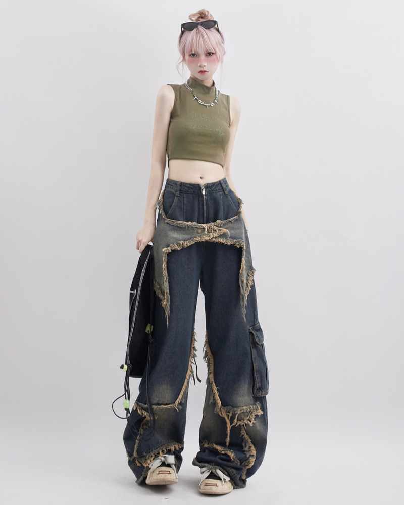 Star Jeans Y2K: Retro 90s Grunge Summer Outfit - Perfect for Y2K Parties, Clubbing, and Beach Days