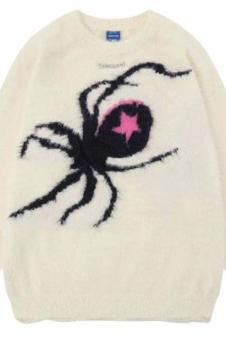 Star Venom Knit Sweater - Y2K Grunge, 90s Fashion, Retro Style, Pastel Goth, Y2K Summer Out