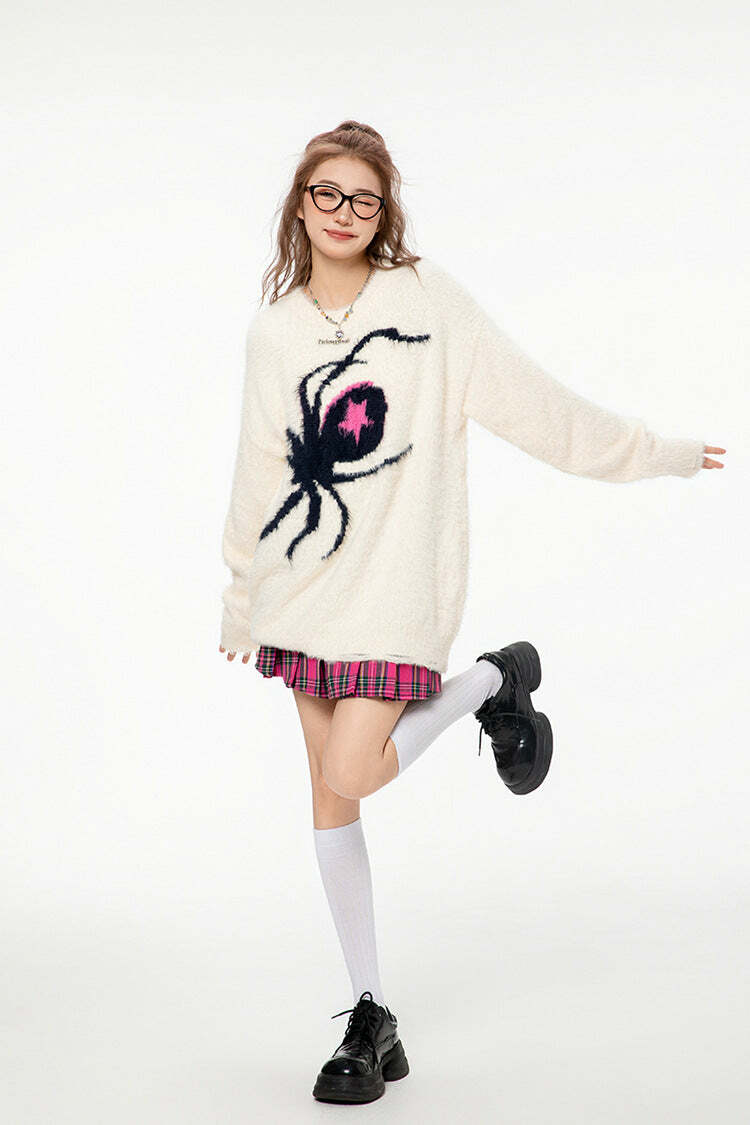 Star Venom Knit Sweater - Y2K Grunge, 90s Fashion, Retro Style, Pastel Goth, Y2K Summer Out