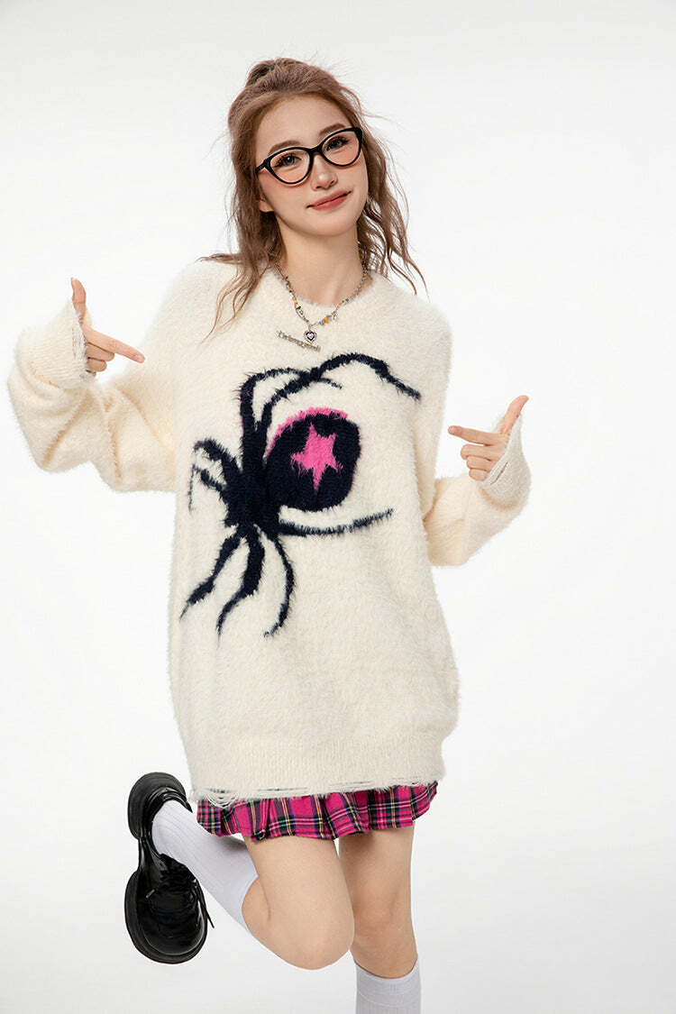 Star Venom Knit Sweater - Y2K Grunge, 90s Fashion, Retro Style, Pastel Goth, Y2K Summer Out