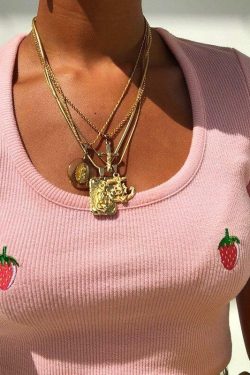 Strawberry Crop Top - Y2K Summer Outfit, 90s Fashion, Grunge, Retro Style, Y2K Party & Club Out