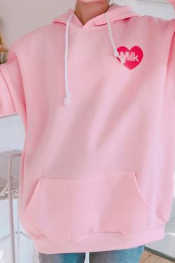 Strawberry Milk Hoodie - Y2K Summer Grunge, 90s Retro, Pastel Goth, Y2K Popstar, Baby Te