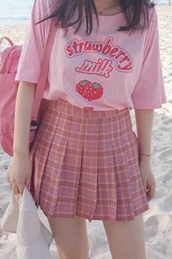 Strawberry Milk Shirt - Y2K Summer Grunge Top, 90s Retro Fashion, Pastel Goth, Y2K Party Outfit