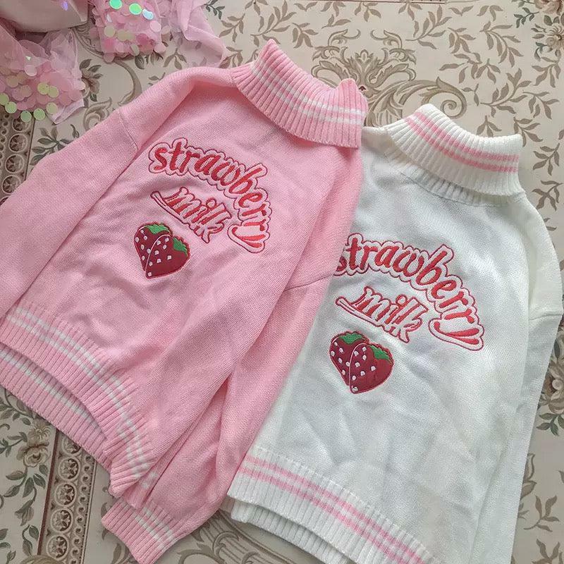 Strawberry Milk Sweatshirt - Y2K Summer, 90s Grunge, Retro Style, Pastel Goth, Y2K Popstar