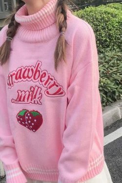 Strawberry Milk Sweatshirt - Y2K Summer, 90s Grunge, Retro Style, Pastel Goth, Y2K Popstar