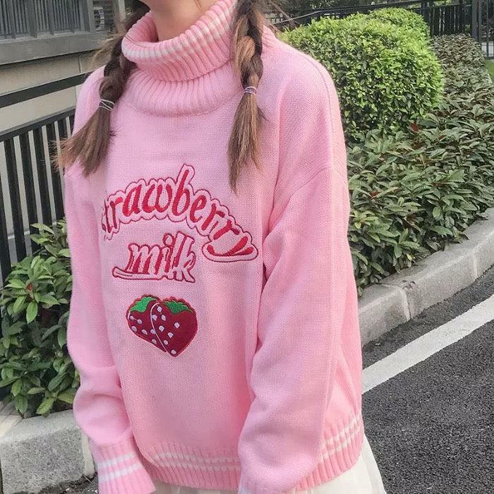 Strawberry Milk Sweatshirt - Y2K Summer, 90s Grunge, Retro Style, Pastel Goth, Y2K Popstar